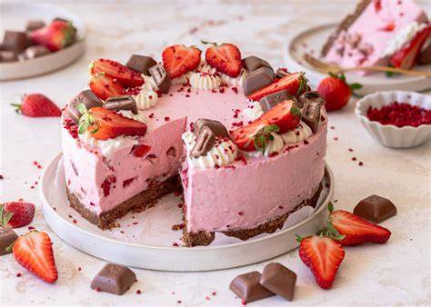 keksboden-mit-zartbitter-schokolade-erdbeerdekor-auf-torte