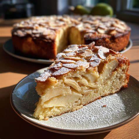 klassischer Apfelkuchen auf Teller