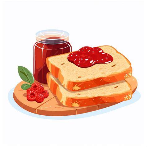 klassisches Frühstück mit Marmelade und Brot, Trennkost-Prinzip illustriert