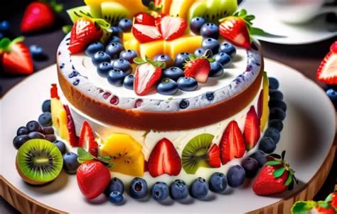 leckere bunte Rohkosttorte mit frischen Früchten