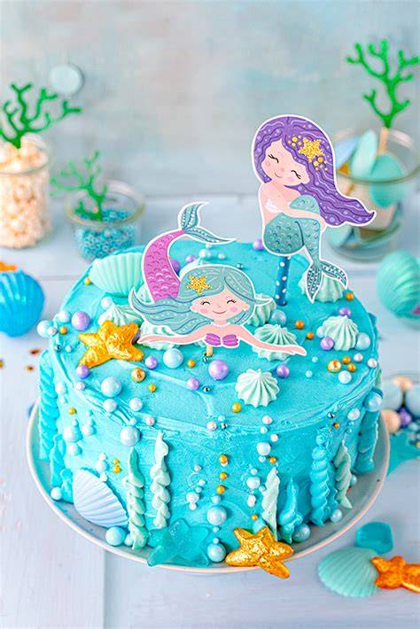 meerjungfrauen torte dekoration fondantfiguren flosse