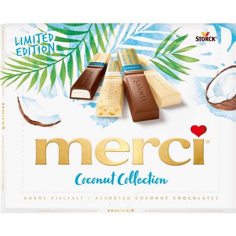 merci Coconut Packung und Kokosflocken