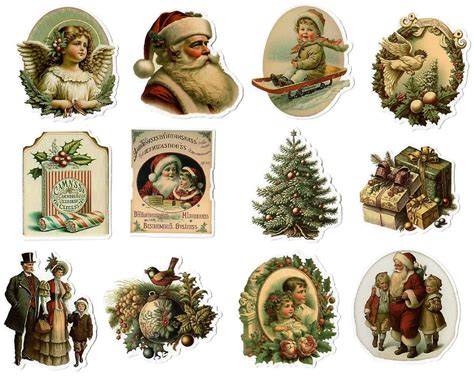 nostalgische Weihnachtssticker auf Umschlägen und Geschenken