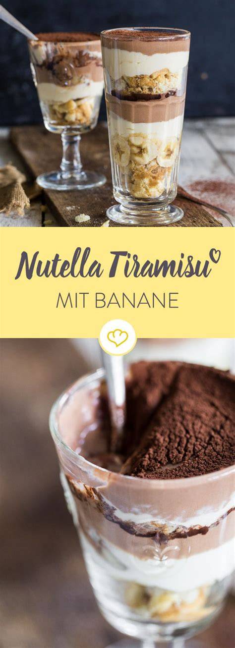 nutella bananen mousse im glas