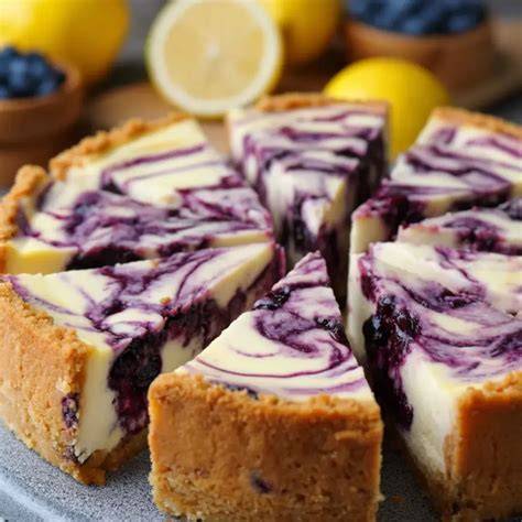 omagebackener blaubeer-käsekuchen auf dem tisch