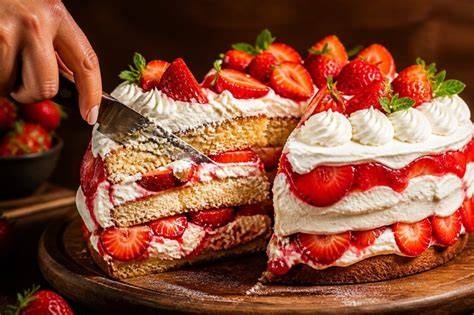 perfekte Servierscheiben der Erdbeer-Schmand-Torte