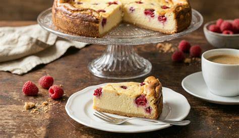 rahmkuchen mit beeren garniert