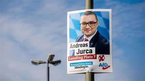 satirische Darstellung eines Politikers auf einem Fest