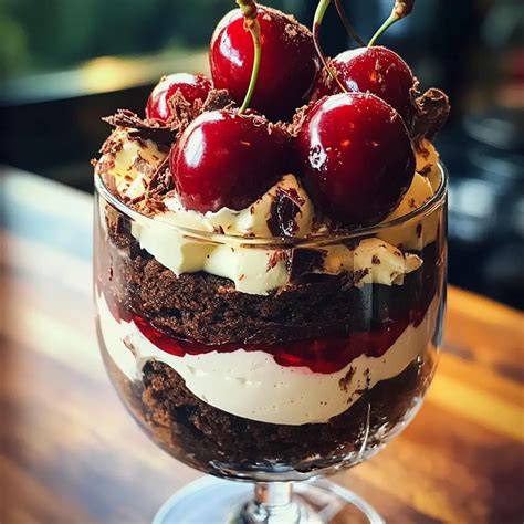 schokolade und kirschen im dessertglas