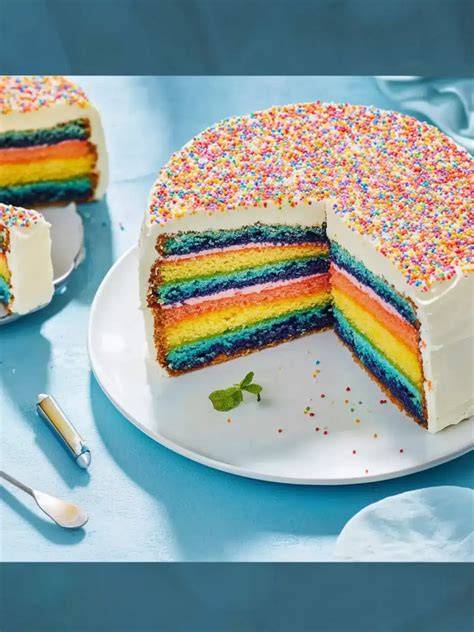 schrittweise Vorbereitung der Zutaten für Regenbogentorte