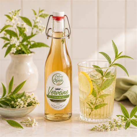 servierbeispiel: zitronenverbene sirup, cocktails, limonade