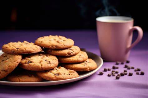 stimmungsvolle aufnahme laktosefreier kekse mit milchalternativen und kaffeetasse