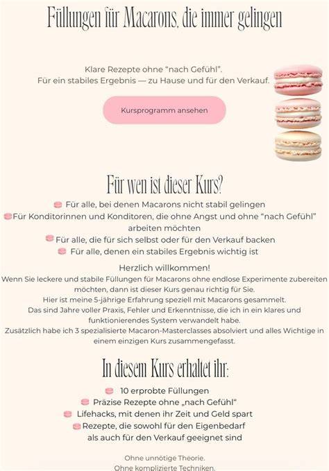 tabelle macarons füllungen und verhältnisse