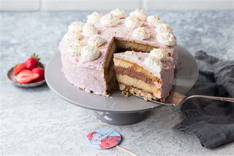 vegane Benjamin Blümchen Torte mit Erdbeer- und Schokocreme