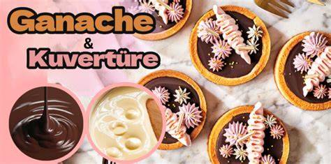 verschiedene Anwendungen von Ganache: Torte, Pralinen, Cupcakes