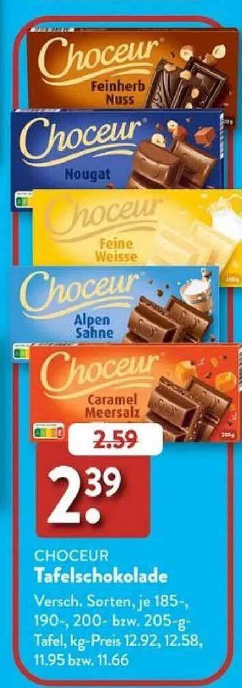 verschiedene Choceur Schokoladensorten bei Aldi Süd