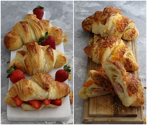 verschiedene Croissant-Varianten: süß und herzhaft