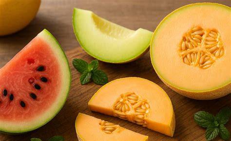 verschiedene Melonensorten aufgeschnitten