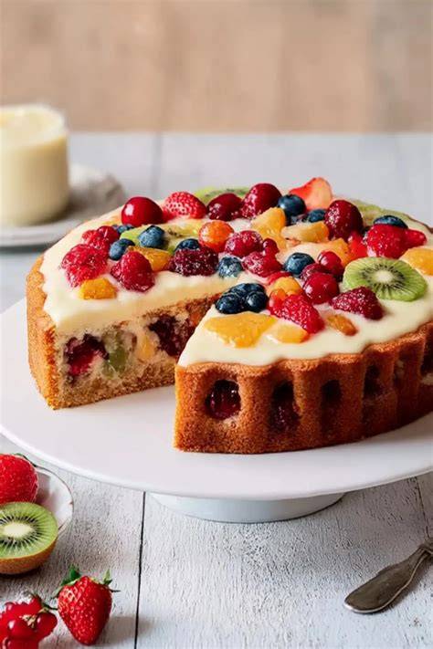 verschiedene Obstkuchen und frische saisonale Früchte