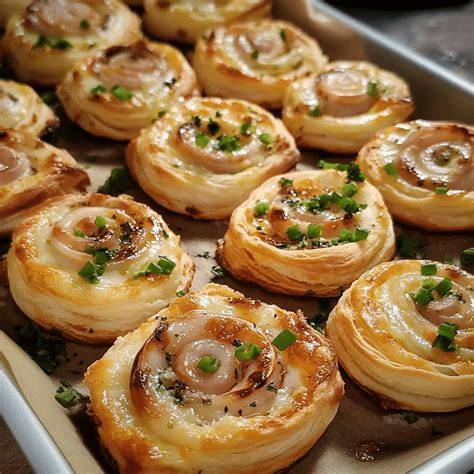 verschiedene Rezepte aus Blätterteig: Tarte, Schnecken, Croissants