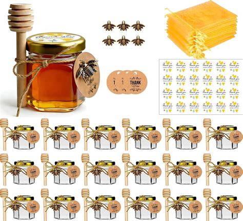 verschiedene Verpackungsunterlagen für Honiggeschenke, fotorealistisch dargestellt