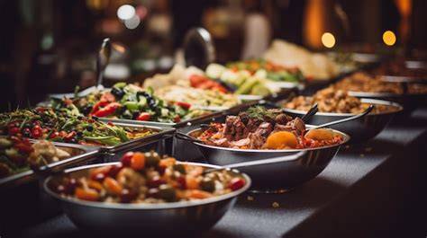 verschiedene deutsche Salatvarianten auf Buffet