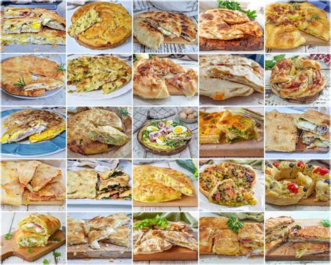 verschiedene herzhafte Torten und Brotkreationen