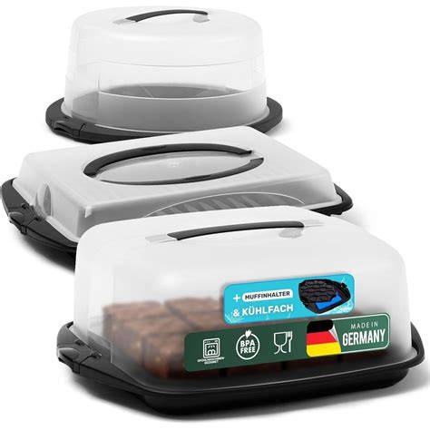 verschiedene kuchen in aufbewahrungsboxen