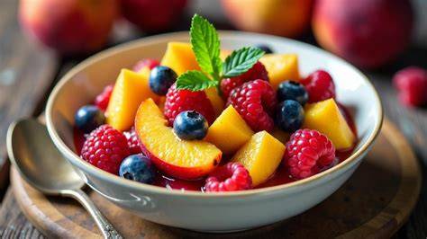 verschiedene varianten mandarine beeren pfirsich