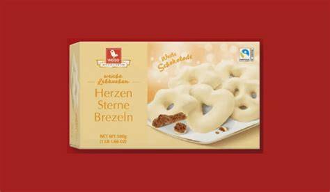 weiße Lebkuchen bei Lidl - Packung und Formen (Herzen, Sterne, Brezeln)