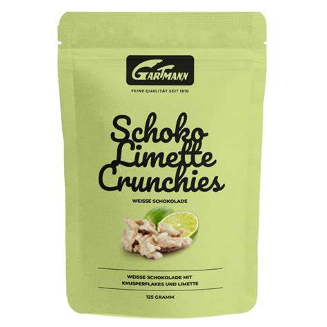 weiße Schokolade mit Limette und Crunch