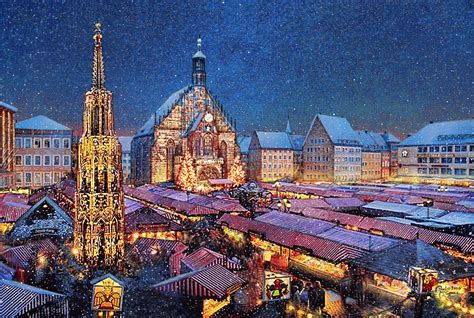 winterlicher Christkindlesmarkt mit Weihnachtsständen