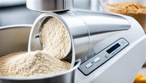 zum Mahlen: Mixer und Brotmehl-Schema